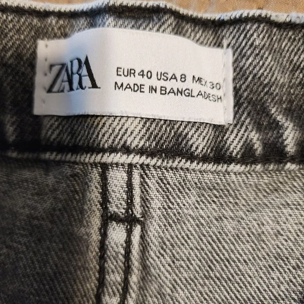 Zara denim shorts sz 8 Gray Frayed Distressed 2
